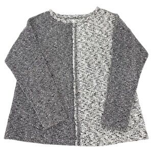 NIC+ZOE Speckled Horizon Boucle Two-Tone Gray Knit Top Size Large Marbled Cozy